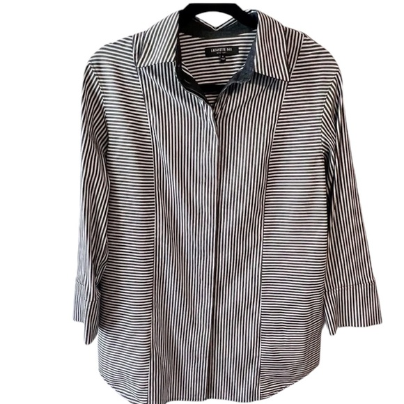 🦃 Lafayette 148 Striped Button Up Shirt - Picture 6 of 6